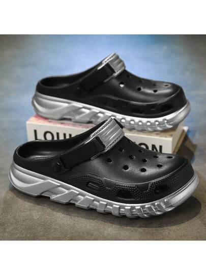 صنادل رجالية حديثة مخرَّمة للصيف، ذات وحدة سميكة مضادة للانزلاق وقابلة للتنفس، ذات ألوان متباينة شخصية، صنادل شاطئية كاجوال عصرية للخارج