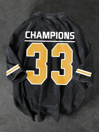 Shwiy تي شيرت رجالي مطبوع برسم فاتح غرافيكي رقم 33 بتصميم بسيط، تي شيرت تي شيرت أسود كاجوال للشارع