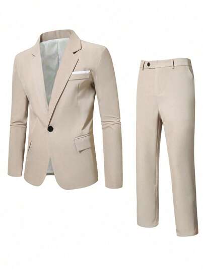 بدلة كاجوال رجالية لفصلي الربيع والخريف، تتضمن جاكيت وبنطلون