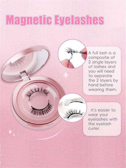 زوجان من رموش صناعية مغناطيسية بدون غراء مع أداة تطبيق مغناطيسية و 3 مغناطيسات، تتميز بقوة مغناطيسية عالية لتثبيت آمن. هذه الرموش سهلة وسريعة التطبيق، وتوفر مظهراً طبيعياً وحجماً كثيفاً وطويلاً. قابلة لإعادة الاستخدام وسهلة الارتداء والإزالة، مجموعة...