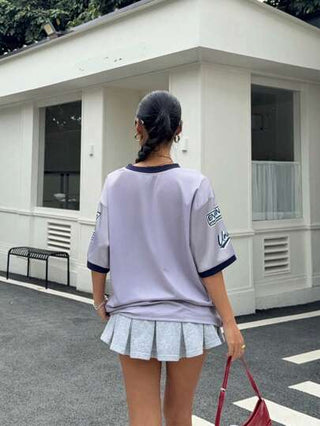 SHEIN تي شيرت تي شيرت قصير الأكمام كاجوال فضفاض مطبوع برقم للفتيات المراهقات'