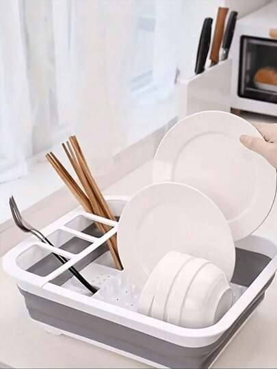 رف تجفيف الأطباق القابل للطي، منظم صحون قابل للحمل لمطبخ المنازل والمركبات والمعسكرات والسفر، أداة توفير مساحة لتخزين المطبخ