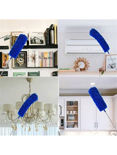 طقم غبار شبكة العنكبوت مع تمديد - يتضمن فرشاة شبكة العنكبوت وغبار المروحة السقفية ، مقبض تلسكوبي من الفولاذ المقاوم للصدأ بطول من 15 إلى 100 بوصة ، قابل للغسيل