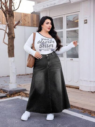 EZwear تنورة جينز قصيرة بمقاس إضافي، مناسبة للصيف
