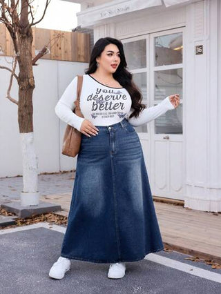 EZwear تنورة جينز قصيرة للمقاسات الكبيرة، بسيطة وأنيقة، مناسبة للصيف
