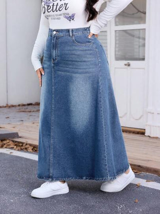 EZwear تنورة جينز قصيرة مقاسات كبيرة، بسيطة وعصرية، مناسبة للصيف