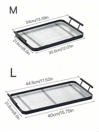 صينية أكريليك فاخرة خفيفة الوزن مكونة من قطعة واحدة بمقابض معدنية، صينية مستطيلة ذات أذنين مزدوجتين، صينية تخزين أكواب الشاي للمطبخ وغرفة الطعام والحمام وصينية تخزين مزخرفة لخزان المرحاض