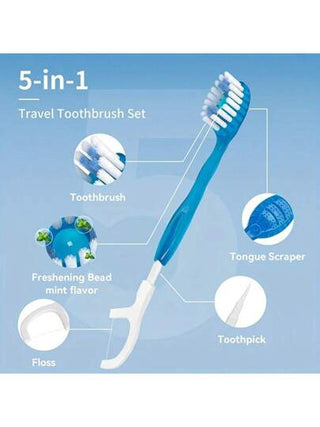 طقم فرشاة أسنان يدوية للبالغين عدد 10 قطع، رؤوس صغيرة، بدون ، تركيبة نكهة النعناع والشاي الأخضر والخوخ، لرعاية الأسنان والتنشيط