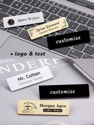 قطعة واحدة / شارة اسم محفورة على الطلب - شارة اسم من الفولاذ المقاوم للصدأ أنيقة مع نقش شخصي، تصميم بسيط، شارة شعار جديدة للعمل - شارة شكل مربع للمديرين والمهنيين