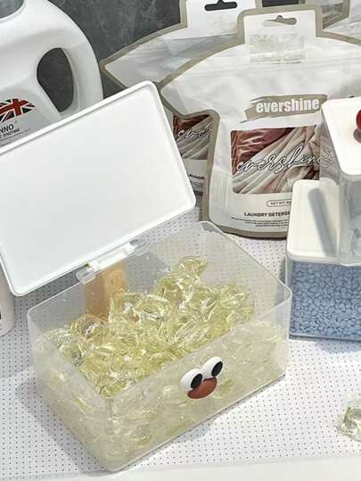 صندوق تخزين مسحوق الغسيل قطعة واحدة، حاوية مخصصة لكبسولات المنظفات، وعاء لتخزين كبسولات العطر، منظم لوازم الغسيل