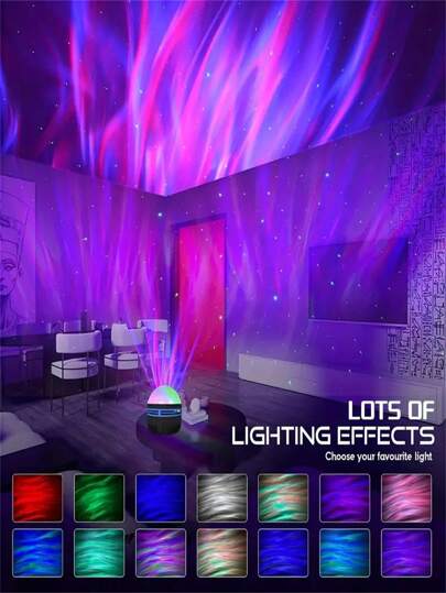 جهاز عرض بنمط الشفق الشمالي LED بأنماط ألوان متعددة وريموت كنترول، جهاز عرض مجرة النجوم، مصباح ليلي لغرفة النوم، جهاز عرض موجات، جهاز عرض النجوم، سينما منزلية، للتخييم، ديكور الحفلات، مصباح رومانسي
