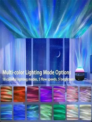 جهاز عرض بنمط الشفق الشمالي LED بأنماط ألوان متعددة وريموت كنترول، جهاز عرض مجرة النجوم، مصباح ليلي لغرفة النوم، جهاز عرض موجات، جهاز عرض النجوم، سينما منزلية، للتخييم، ديكور الحفلات، مصباح رومانسي
