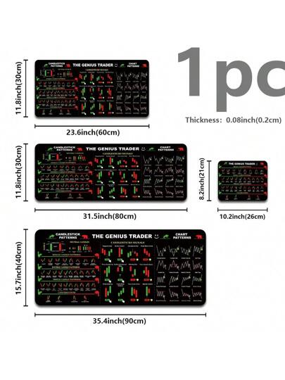 قطعة واحدة وسادة ماوس كبيرة الحجم تحتوي على أنماط الشموع وأنماط المخطط لأسواق الأسهم، وسادة ماوس صغيرة للمكتب والكمبيوتر المحمول وسطح المكتب، حواف مخيطة بعناية، ظهر مطاطي مضاد للانزلاق، متوفرة بأحجام مختلفة XL XXL ، مثالي لغرفة العمل والمنزل والألعاب والح