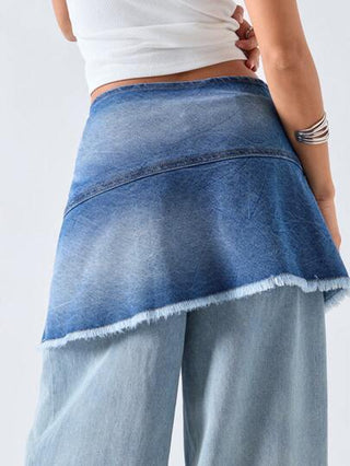 EZwear تنورة جينز كاجوال بزخرفة من زر واحد للنساء