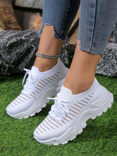 أحذية رياضية لصبات راحة قابلة للغسيل، أحذية منسوجة سهلة القدم، أحذية رياضية مريحة وقابلة للتنفس للنساء والطالبات