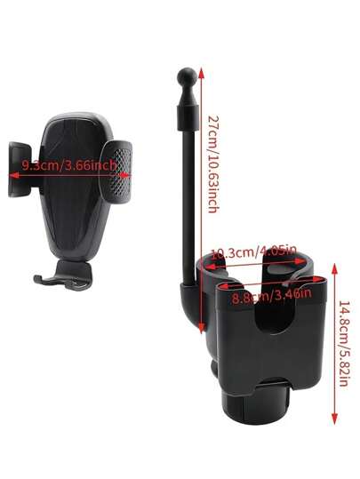 حامل كوب سيارة ومسند هاتف متعدد الوظائف جديد 3 في 1، قابل للتمديد والتدوير
