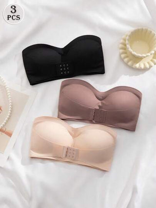 Shein Underwear&Sleepwear Basics 3 مجموعات ملابس داخلية للنساء، حمالة صدر مبطنة بلون متعدد الألوان مع إغلاق أمامي مرفوع