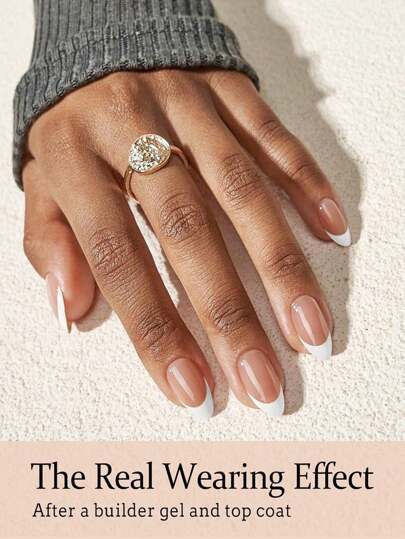 150 قطعة/حقيبة تلبيسات أظافر جيل فرنسية، 150 قطعة من تلبيسات أظافر الجيل قصيرة اللوز، تلبيسات فرنسية للضغط على الأظافر، تلبيسات جيل فرنسية مربعة 3 في 1 مسبقة التصميم، أظافر صناعية لفن الأظافر DIY ب- 15 مقاس