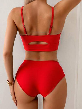 طقم تانكيني حريمي Swim Lushoire مجموعة من قطعتين من ملابس السباحة للنساء ذات لون أحادي، ملابس سباحة عالية الجودة والموضة الرفيعة التي تضفي مظهر رشيق
