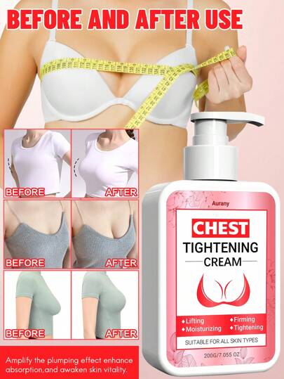 AURANY 200 جرام - كريم مشدد للصدر، العناية بالبشرة المشدودة والمتماسكة، مرطب لتدليك الصدر، يرطب ويشد ويعزز الثقة بالنفس، دون زيوت ناعم، كريم العناية بجسم المرأة المشدد، كريم تدليك الجسم للنساء