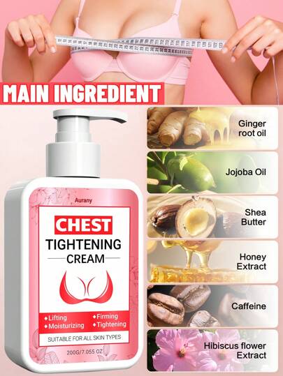 AURANY 200 جرام - كريم مشدد للصدر، العناية بالبشرة المشدودة والمتماسكة، مرطب لتدليك الصدر، يرطب ويشد ويعزز الثقة بالنفس، دون زيوت ناعم، كريم العناية بجسم المرأة المشدد، كريم تدليك الجسم للنساء