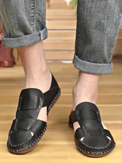 صنادل رجالي كاجوال عصرية، تصميم مفرغ متعدد الاستخدامات مريح سهل الارتداء، أحذية صيفية قابلة للفك والتركيب