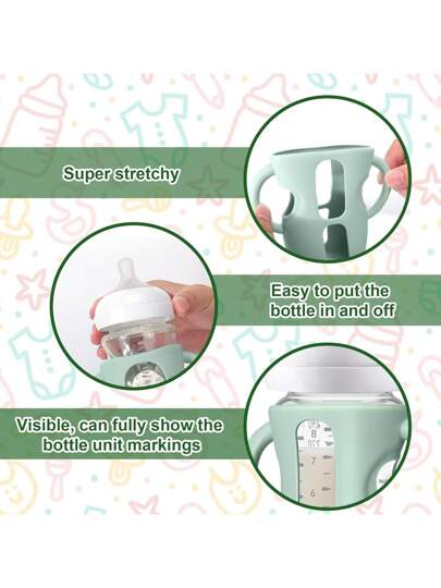 قطعة واحدة حامل زجاجة طفل مضاد للخدش، مناسب لزجاجات الطفل 8 أونصة (236.6 مل)