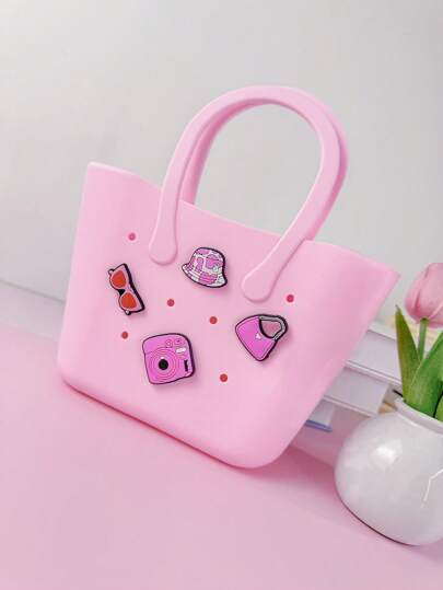 1 قطعة حقيبة يد جديدة للأطفال من السيليكون قابلة للفك ذات لون واحد وحرف