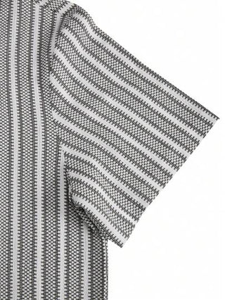 Manfinity Homme قميص بولو كاجوال قصير الأكمام مخطط للرجال للارتداء اليومي