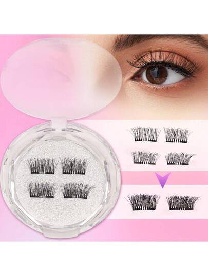 زوج رموش مغناطيسية ثلاثية الأبعاد معمولة يدويًا، سهلة الارتداء، رموش متطورة عالية الجودة