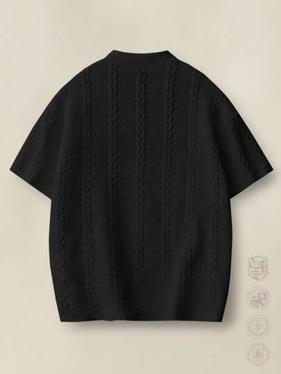 SWAVVY قميص بولو بتريكو بطبعة حرفية للرجال، بطراز الزي الجامعي، عودة إلى المدرسة