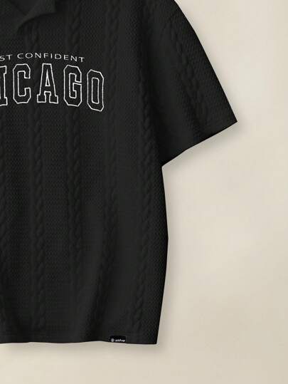 SWAVVY قميص بولو بتريكو بطبعة حرفية للرجال، بطراز الزي الجامعي، عودة إلى المدرسة