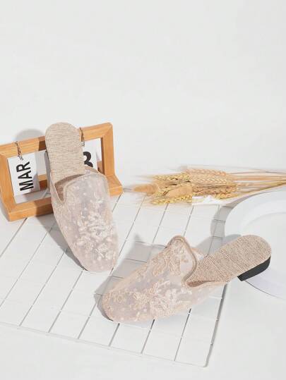 أحذية نسائية كعب متوسط, سوداء وشمبانية مغلقة الأصبع, نعل مفتوح, حذاء مزين بتطريز على شاشة تهوية, مناسب للفساتين والصنادل الكاجوال