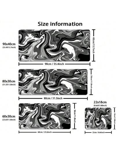 وسادة الماوس XXL الممتدة ذات النمط السائل, وسادة ماوس كمبيوتر كبيرة مجردة كبيرة مع قاعدة مطاطية مانعة للانزلاق وحواف مخاطة للمنزل والمكتب- بنمط سائل أسود