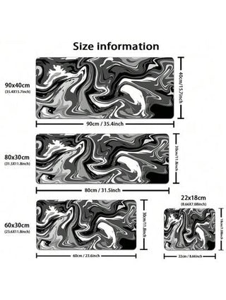 وسادة الماوس XXL الممتدة ذات النمط السائل, وسادة ماوس كمبيوتر كبيرة مجردة كبيرة مع قاعدة مطاطية مانعة للانزلاق وحواف مخاطة للمنزل والمكتب- بنمط سائل أسود