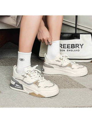 حذاء رياضي كاجوال أنيق للرجال بوسادة هوائية ونعل سميك، الأحذية الطلابية البيضاء النفسية من القماش