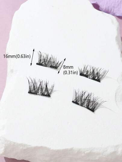 طقم رموش مغناطيسية صغيرة زائفة 1 زوج، خفيفة الوزن، ناعمة، طبيعية المظهر وسهلة الارتداء