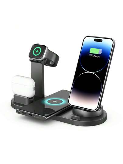 شاحن لاسلكي متعدد الوظائف متوافق مع هواتف آيفون 16/15/13/12/11 وهواتف OPPO وVivo وغيرها من هواتف الأندرويد، قاعدة شحن