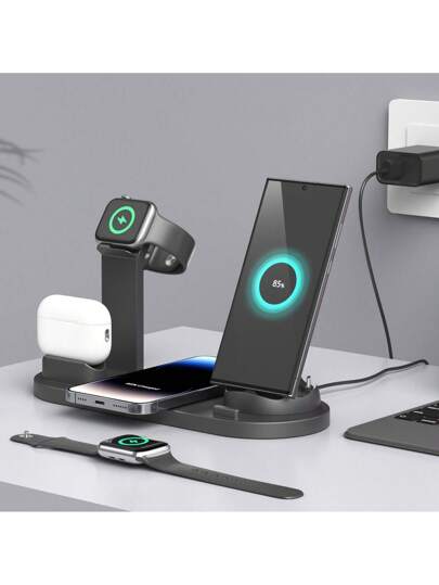 شاحن لاسلكي متعدد الوظائف متوافق مع هواتف آيفون 16/15/13/12/11 وهواتف OPPO وVivo وغيرها من هواتف الأندرويد، قاعدة شحن