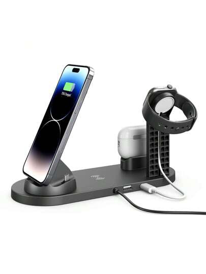 شاحن لاسلكي متعدد الوظائف متوافق مع هواتف آيفون 16/15/13/12/11 وهواتف OPPO وVivo وغيرها من هواتف الأندرويد، قاعدة شحن