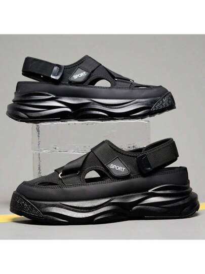 صندل رجالي للربيع بحزام خفيف، طراز جديد، مضاد للانزلاق، تنفس جيد، قاع سميك، صندل شاطئ، مضاد للماء ورائحة