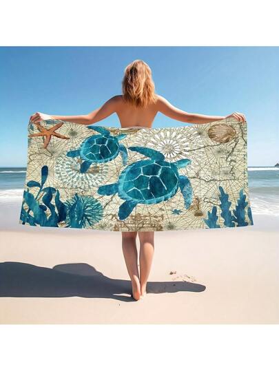 ربطة فوط شاطئ بتصميم سلحفاة البحر، سريعة التجفيف وماصة، مصنوعة من ألياف فائقة النعومة ، مناسبة للسفر والنزهات والعطلات الخارجية والسباحة والتخييم والأساسيات الشاطئية ، مناسبة للاستخدام في السباحة والشاطئ والأماكن الخارجية والحمام والحديقة