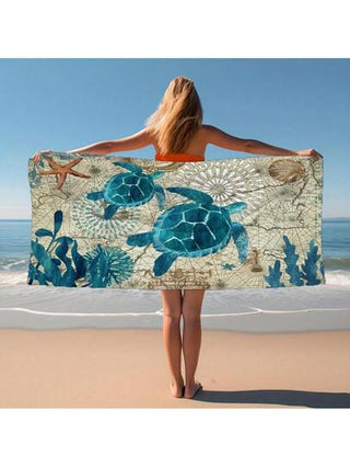 ربطة فوط شاطئ بتصميم سلحفاة البحر، سريعة التجفيف وماصة، مصنوعة من ألياف فائقة النعومة ، مناسبة للسفر والنزهات والعطلات الخارجية والسباحة والتخييم والأساسيات الشاطئية ، مناسبة للاستخدام في السباحة والشاطئ والأماكن الخارجية والحمام والحديقة