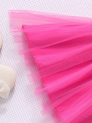 فساتين بيبي Glamorique Kids ثوب أميرة للبنات الصغار مع حزام، رقبة دائرية، شبكة على الأكمام والقصة، مرن ومناسب للصيف