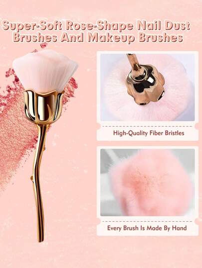 فرشاة أظافر بشكل وردة، متعددة الأغراض لتنظيف غبار اليدين، أحمر الخدود، البودرة، سهلة الحمل والتنظيف، مناسبة لصالونات الأظافر، الاستخدام الشخصي، المنزل والسفر كأداة إكسسوار للمناكير