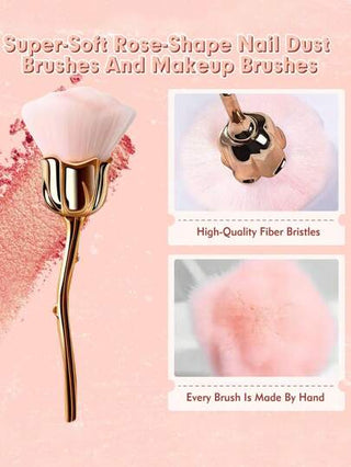 فرشاة أظافر بشكل وردة، متعددة الأغراض لتنظيف غبار اليدين، أحمر الخدود، البودرة، سهلة الحمل والتنظيف، مناسبة لصالونات الأظافر، الاستخدام الشخصي، المنزل والسفر كأداة إكسسوار للمناكير