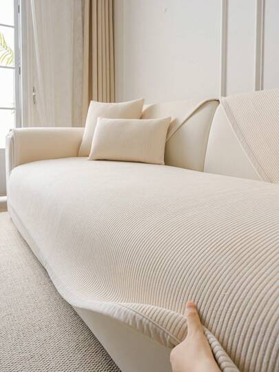 غطاء أريكة بتصميم مخطط ملون بسيط لا انزلاق عليه، وسادة أريكة للديكور المنزلي في جميع الفصول، مناسبة للمنزل والغرفة والمكتب والصالة