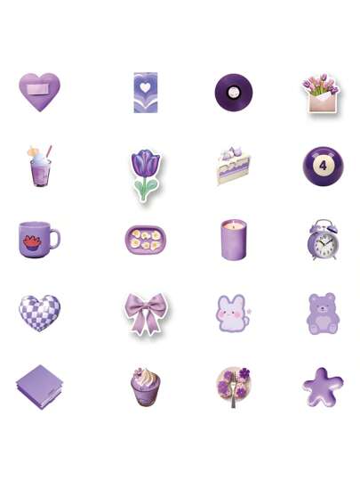 56 قطعة ملصقات بنفسجية جميلة، ملصقات طباعة كرتونية مقاومة للماء مناسبة لزجاجات المياه والأجهزة الكمبيوتر المحمولة والهواتف والسكاتبورد والغيتارات والحقائب والقصاصات والخوذات، هدايا ديكورات الحفلات للأطفال والمراهقين والبالغين