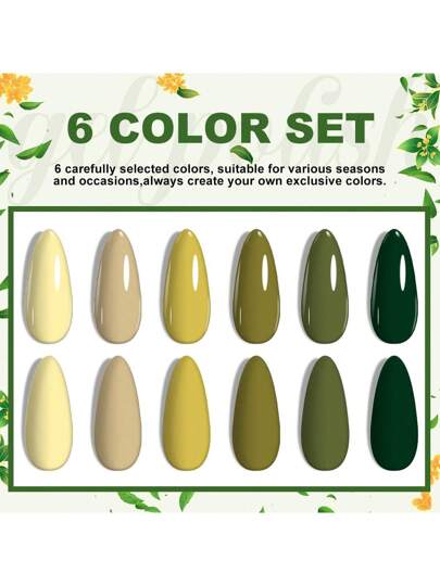 طقم طلاء أظافر جل أخضر طبيعي من لايم جيرل ب- 6 ألوان، طلاء جل أخضر زاهي، أصفر ربيعي، أخضر ليموني، لإزالتها بنقع، لاستخدام في الأشعة فوق البنفسجية واللد، طقم ماني كير صيفي DIY هدية للنساء والفتيات