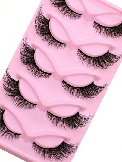 5 أزواج من رموش عينين قطة كاذبة إعادة الاستخدام، رموش مانجا ، رموش مزيفة من الإبل، طويلة طبيعية بنهايات منحرفة تطيل العينين، إكسسوارات رموش كاذبة وتطويل الرموش